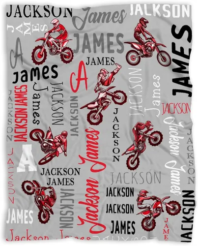 Vista 50 de Manta de forro polar suave para regalo de motocicletas de motocross, manta acogedora de franela, aire acondicionado, 50x40 pulgadas para niños