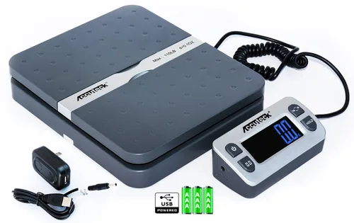 Vista 4 de Accuteck – Balanza de envíos postales de alta resistencia, con exhibidor extra grande, baterías y adaptador de CA (A-ST85C)