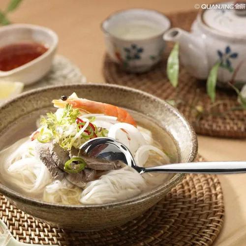 Vista 6 de Idotry - Cuchara de sopa de salsa de acero inoxidable, 2 piezas, cucharón de salsa pequeña acabado de espejo pulido, mango ergonómico, fácil