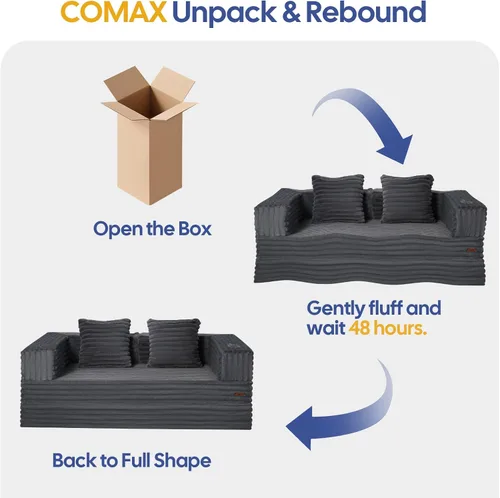 Vista 7 de COMAX Sofá cama futón, sofá cama convertible 4 en 1, sofás deshuesados para sala de estar, sofá biplaza plegable pequeño plegable que ahorra Gris