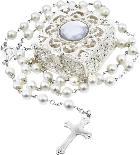 Vista 25 de First Communion Rosarys for Girls and Boys, RosaryBeads Catholic for Men, Women, Rosary Necklace as Gifts for Mother, Grandmother, Elders