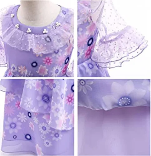 Vista 4 de Kids Mirabel Costume Isabela Madrigal Dress Princess Dress Up Clothes Halloween Cosplay Outfits