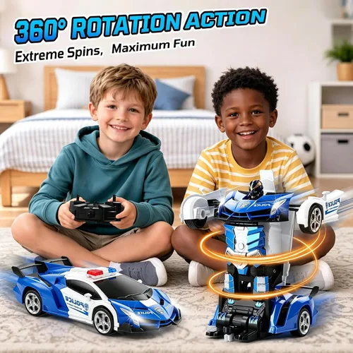 Vista 9 de FIGROL - Transform RC, auto-robot, control remoto, 2.4G, juguete, transformación de auto a robot con un botón y velocidad de derrape de 360, escala