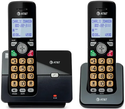 Vista 16 de AT&T Teléfono inalámbrico EL1101 DECT 6.0 Identificador de llamadas, teclado iluminado, pantalla LCD, altavoz dúplex completo, modo ECO, modo