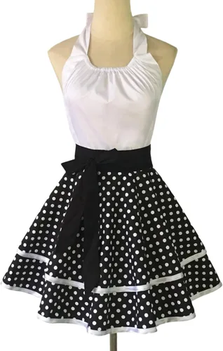 Vista 18 de Violet Mist - Lindos delantales vintage para mujeres con lunares negros, delantales retro para niñas, delantal de criada francesa, delantal sexy