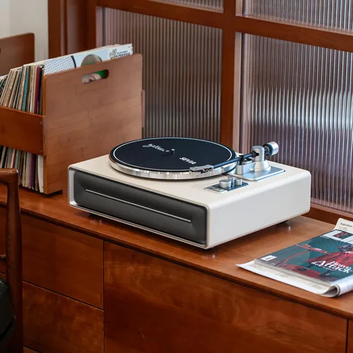 Vista 8 de syitren SEVIA Tocadiscos Vintage Tornamesa para Discos de Vinilo con Altavoces Integrados Bluetooth Fonógrafo Retro Adjustable