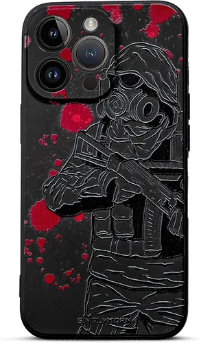 Vista 19 de SIMPLYMDRN Funda delgada para iPhone 12 Pro Max, diseño de guerrero, funda genial para hombres, funda de soldado de combate, delgada y flexible
