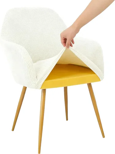 Vista 19 de Yonus - Juego de fundas para sillas Parsons de comedor, fundas de sillón extraíbles para silla de estar, solo funda, sin silla (1, beige)