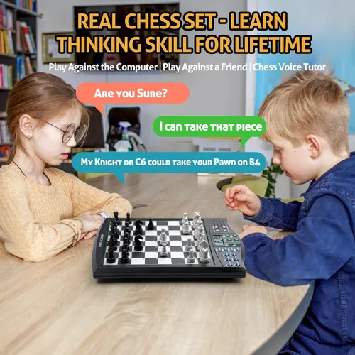 Vista 3 de Talking Chess Academy con sistema de enseñanza de voz, juego de ajedrez electrónico con piezas magnéticas fuertes, tablero de ajedrez electrónico
