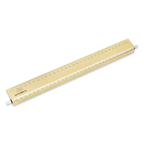 Vista 2 de Alumicolor Herramienta de dibujo métrico Select-a-Scale con varilla de calibración (30CM, dorado)
