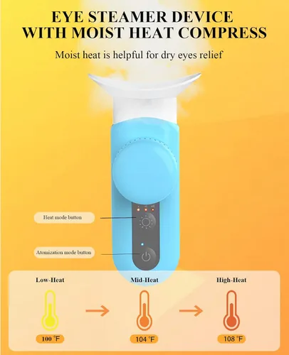 Vista 3 de Rociador de niebla de ojos nano calentado, vaporizador de ojos portátil con compresión cálida y calor húmedo para aliviar los ojos secos