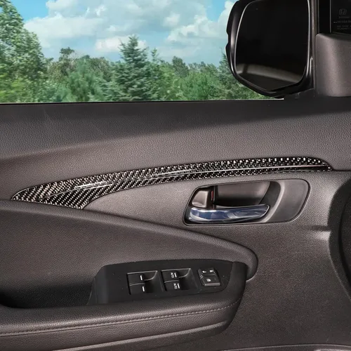 Vista 5 de 4 piezas de decoración de puerta delantera para Honda Pilot 2016-2022, fibra de carbono, paneles interiores de puerta interior automotriz