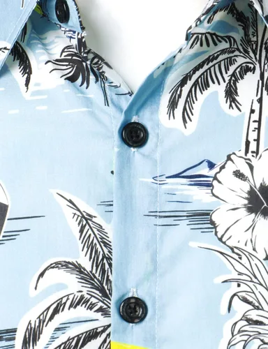 Vista 3 de Jogal - Camisa hawaiana, de manga corta, con botones, de algodón, para hombre