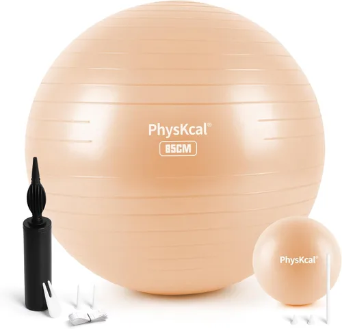 Vista 33 de PhysKcal Pelota de yoga para ejercicio, set de pilates, pelota de fitness de 4 tamaños para entrenamiento, parto, embarazo, terapia física - Bomba