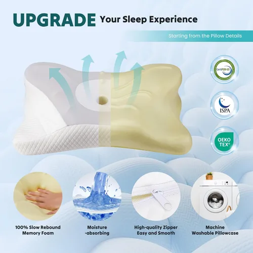 Vista 5 de Almohada cervical para el cuello, almohada de contorno de espuma