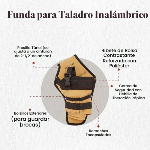 Vista 3 de Style n Craft Funda de taladro inalámbrica, soporte de taladro de poliéster 600D resistente, funda de taladro con bolsillos para brocas, compatible