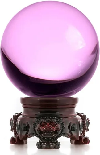 Vista 21 de Amlong Crystal - Bola de cristal ámbar de 3 pulgadas (80 mm) con base de resina de león arcoíris y caja de regalo para bola decorativa, fotografía
