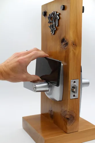 Vista 4 de Cerradura de puerta con palanca comercial RFID, aplicación de sistema de control de acceso, incluye 2 tarjetas NFC (mano izquierda)