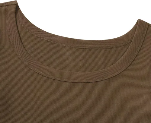 Vista 4 de Camisetas básicas de manga corta para mujer, color liso, ajustadas, camisetas de bebé, cuello redondo, Y2K