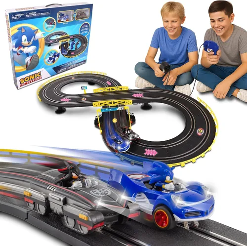 Vista 7 de NKOK Sonic and Shadow - Juego de pista de carreras con luces que funcionan, contador de vueltas, pista de autos de ranura en forma de figura-8