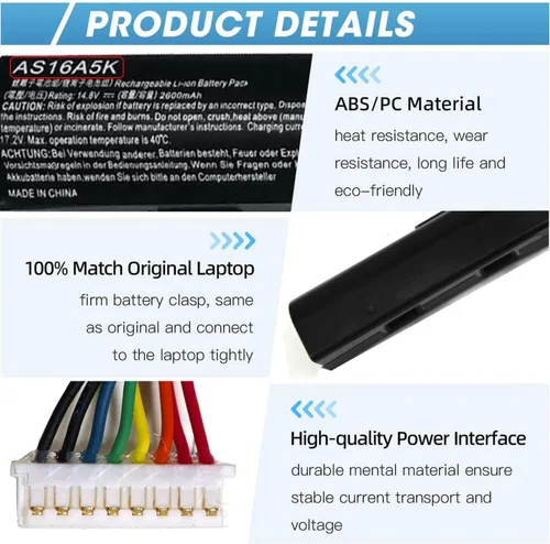 Vista 7 de AS16A5K AS16A8K 4ICR19/66 - Batería para Acer Aspire E15 E5-575 N16Q2 E5