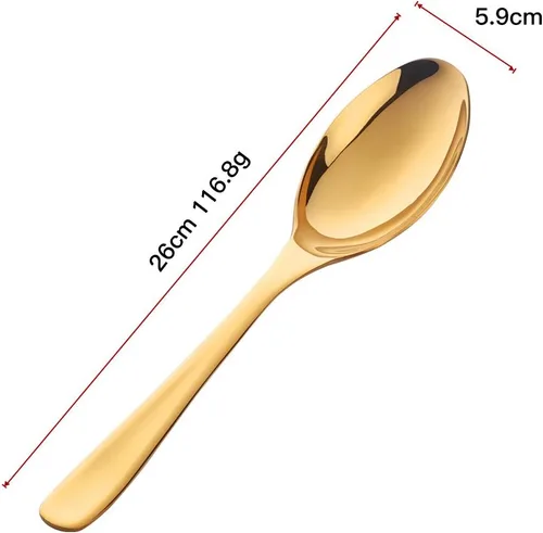 Vista 2 de Bisda Juego de 2 cucharas para servir bufé, acero inoxidable de 10 pulgadas, bañadas en oro, utensilios grandes para ensaladas, aptas