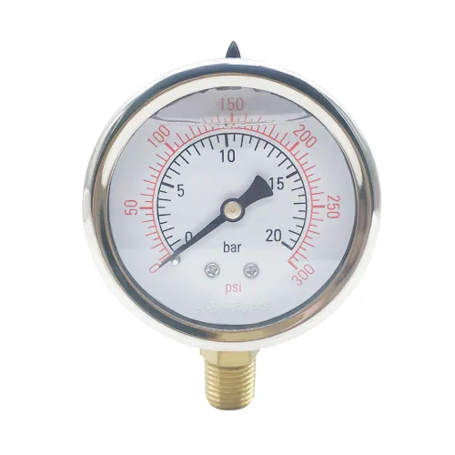 Vista 6 de Joywayus Manómetro de presión 0-30 PSI, latón 1/4" NPT rosca macho montaje inferior, relleno de glicerina, carcasa de acero inoxidable, función