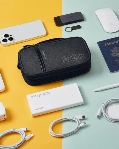 Vista 8 de BAGSMART Organizador de cables de viaje Organizador de cables de viaje Bolso Organizador electrónico Bolso Organizador de viaje, Esenciales de viaje