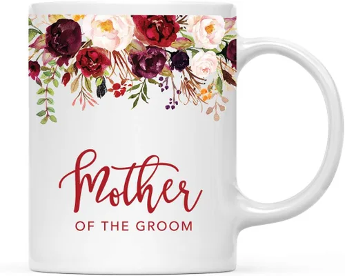 Vista 24 de Andaz Press Taza de té de cerámica para el día de la madre, regalo de 9.5 fl oz, otoño, marsala, flores burdeos, rosas, flores, tía, 1 paquete