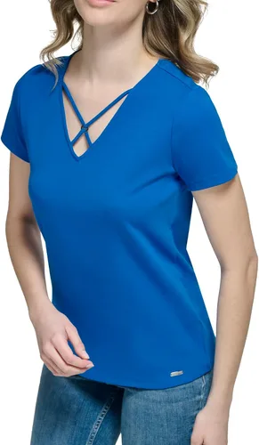 Vista 4 de Calvin Klein Blusa de manga corta de punto para mujer