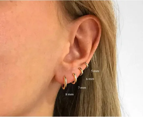 Vista 5 de Aretes de aro Huggie para mujeres y hombres, acero inoxidable quirúrgico 316L, 0.236 in, 0.315 in, 0.394 in, para hombre, aretes de aro
