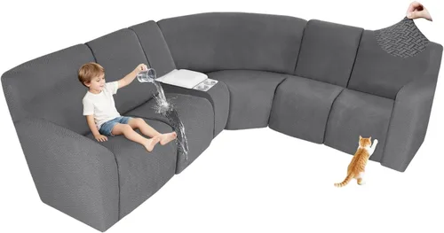 Vista 58 de ALIECOM Fundas 100% impermeables para sofá seccional reclinable, forma de L, elásticas, para esquina, funda para sofá seccional reclinable, lavable