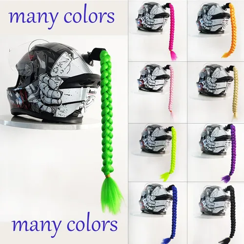 Vista 4 de Extensión de cola de caballo de trenzas largas con ventosa para casco, 1 unidad, accesorios para casco, trenzas para decoración de cabello
