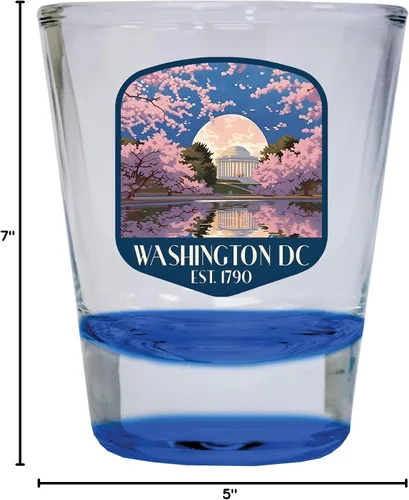 Vista 2 de Washington, D.C. Souvenir - Vaso de chupito redondo de 1.5 onzas, color azul D