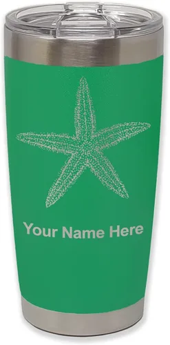 Vista 38 de LaserGram 20oz Vacuum Insulated Tumbler Mug, Starfish, Personalized Engraving Included (Black)