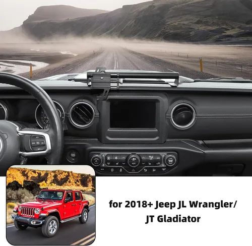 Vista 4 de Linskip Soporte resistente para barra de salpicadero, soporte de teléfono celular para Jeep Wrangler JL JLU 2018-2023 y Jeep Gladiator JT 2020-2023