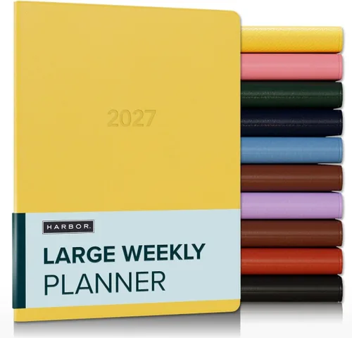 Vista 34 de Harbor Agenda semanal y mensual grande 2025-2026 – Agenda con calendario y cuaderno, piel sintética duradera, 192 páginas, tapa blanda