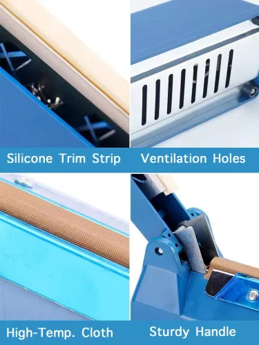Vista 3 de Sellador térmico por impulso de 16 pulgadas, sellador manual de bolsas selladoras, máquina de sellado de calefacción para bolsas de plástico PE PP