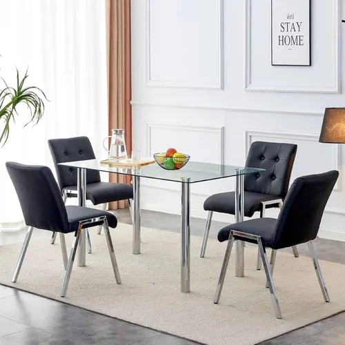 Vista 15 de Juego de 2 sillas de comedor de metal, sillas de comedor grises, respaldo alto sin brazos con patas de metal galvanizado y asientos de poliuretano