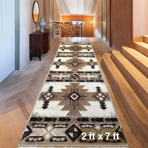 Vista 113 de YHSF South West - alfombra estilo nativo americano del suroeste C318 - fácil de limpiar, gruesa, suave, duradera, alfombra inspirada en tribus