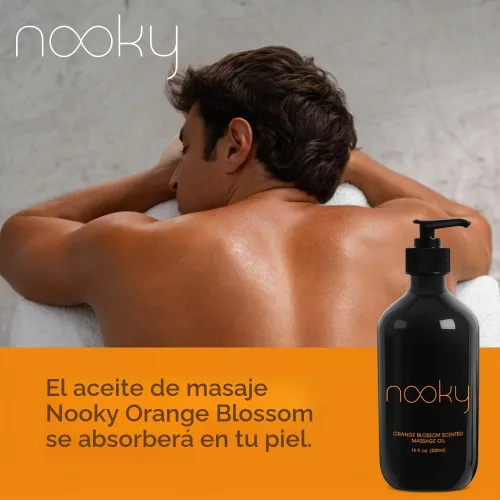 Vista 4 de Aceite de masaje flor de naranja de Nooky Con Jojoba y aceites esenciales. Para un masaje sensual, 16 oz