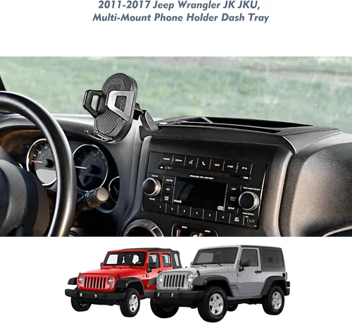 Vista 2 de Soporte de teléfono celular Jeep Wrangler JK 2011-2017 Jeep Wrangler JK JKU de 2 puertas y 4 puertas, soporte de teléfono multimontaje con brazo