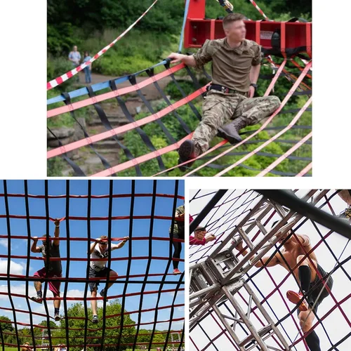 Vista 6 de Escalera de red ninja, escalada de carga, para niños, al aire libre, para adultos, para balcón, protección de valla, para ninja, campos