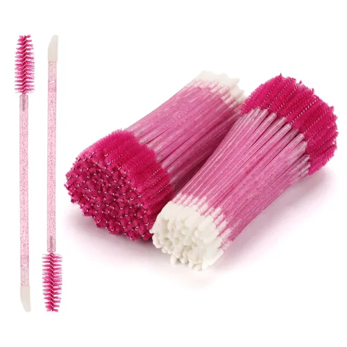 Vista 12 de 100 varitas de rímel desechables de doble extremo, cepillo de labios, aplicador de lápiz labial, carretes de cejas para extensiones de pestañas