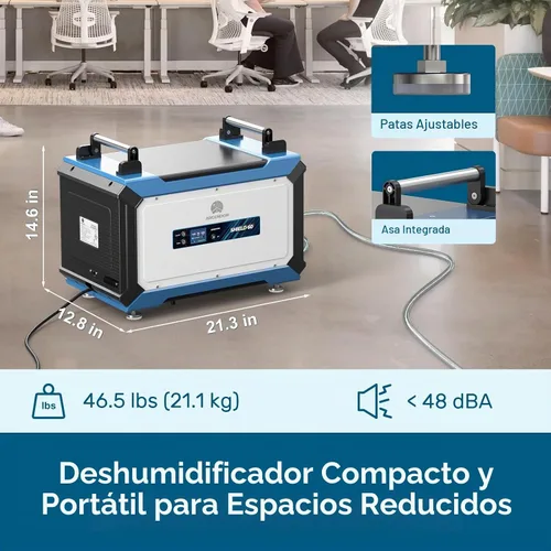 Vista 3 de ARGENDON 145 Pint Crawl Space/Basement Dehumidifier with Drain Hose Azul ana Blanco