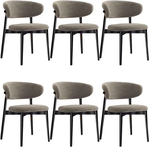 Vista 24 de YVYKFZD Juego de sillas de comedor, sillas de cocina de madera maciza, silla de comedor tapizada con respaldo curvo, silla de sala de estar sin Gris