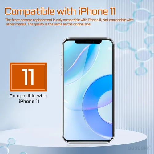 Vista 3 de para iPhone 11 Kit de reparación de repuesto de cámara frontal 12MP 6.1 ", iPhone11 OEM frente a la lente del módulo parte estructurada receptor