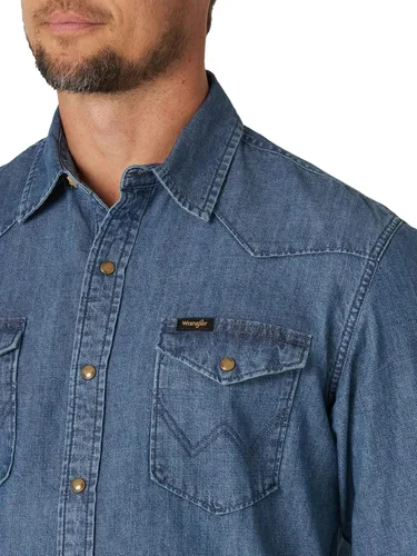 Vista 3 de Wrangler Camisa icónica de mezclilla de ajuste regular para hombre