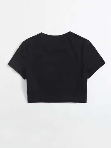Vista 2 de SOLY HUX Camiseta corta de verano para mujer, de manga corta, recortada