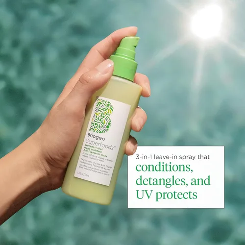 Vista 3 de Briogeo Superfoods Aguacate + Kiwi Mega Moisture - Spray sin enjuague 3 en 1 Desenredante, protector del calor e imprimación hidratante